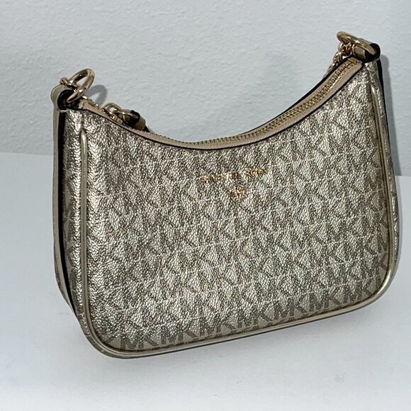 Excellent Condition Michael Kors Jet Set Charm Small Metallic Logo Pochette - Picture 2 of 10